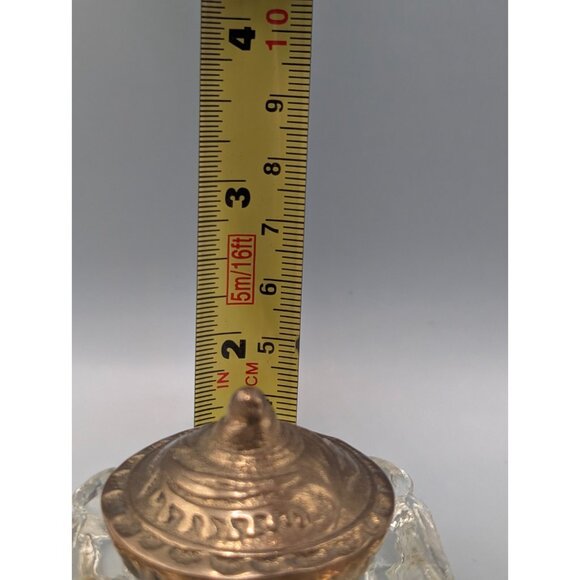 Vintage Brass Ornate Floral Inkwell with Glass Bottle & Lid - Picture 11 of 13